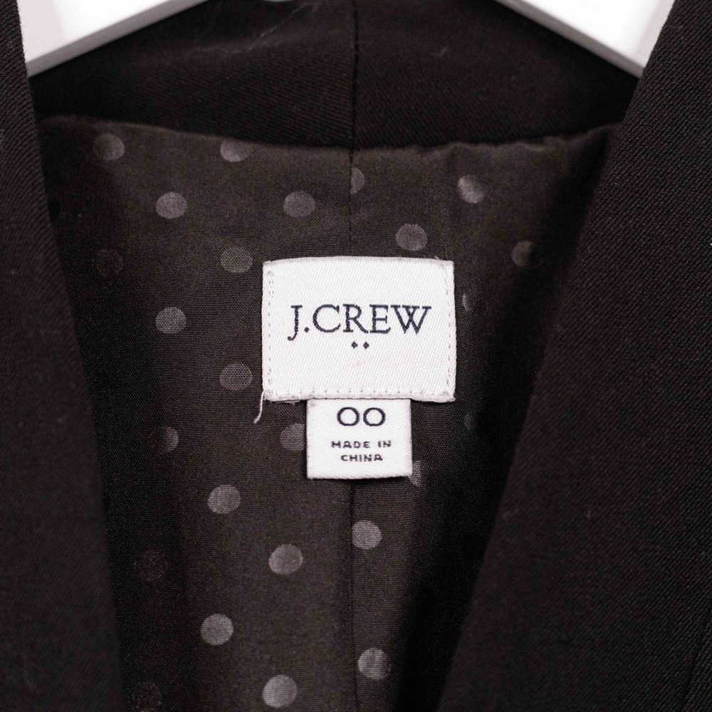 J CREW Broadway Collarless Tailored Blazer Jacket Office Corpcore Black Sz 00 - Picture 8 of 9